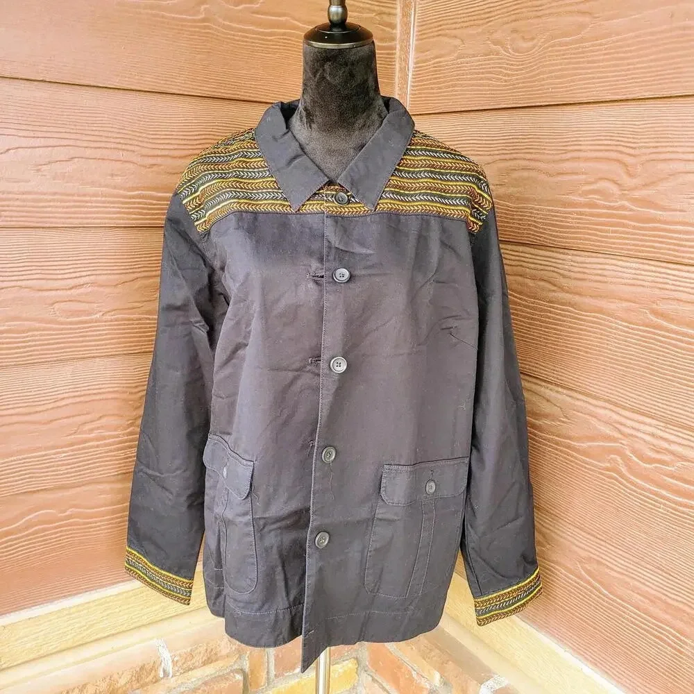 NEW Denim & Co. Cotton Twill Utility Jacket with Embroidery Women's Size XL - Picture 11 of 15